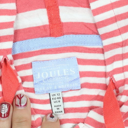 Joules Women’s Pink Striped Hooded Cotton Zip Jacket UK 12