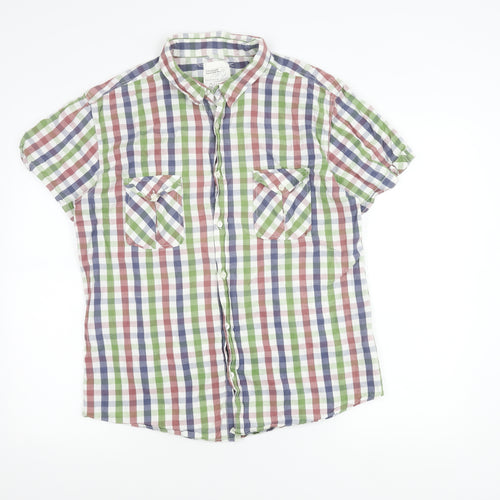 New Look Men’s Multicoloured XL Button-Up Short Sleeve Check Shirt