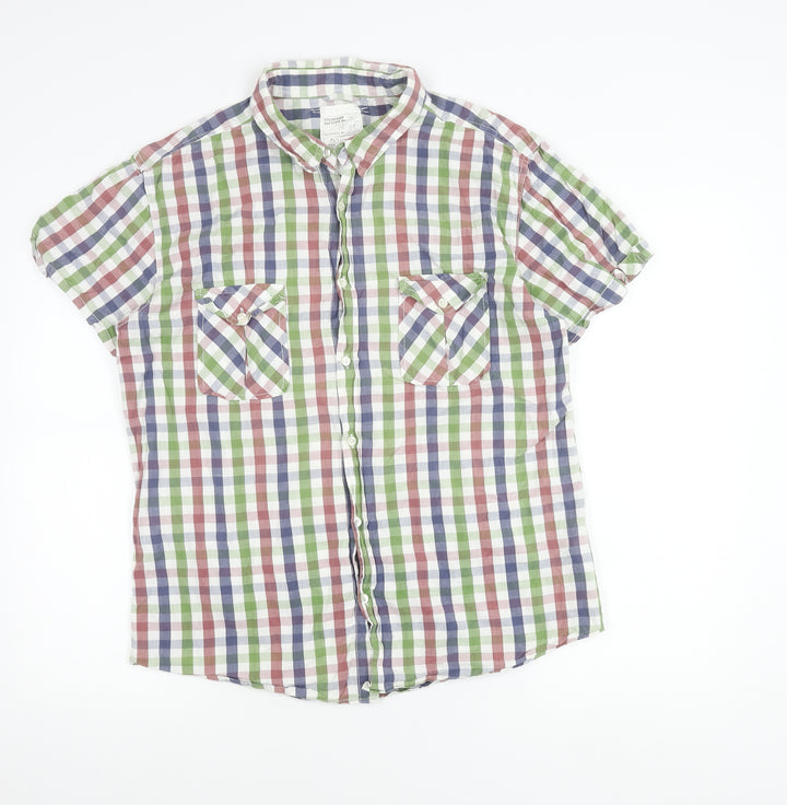 New Look Men’s Multicoloured XL Button-Up Short Sleeve Check Shirt