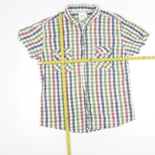 New Look Men’s Multicoloured XL Button-Up Short Sleeve Check Shirt