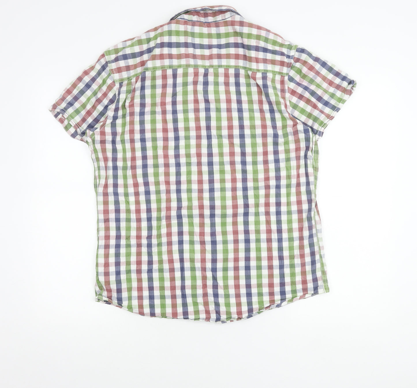 New Look Men’s Multicoloured XL Button-Up Short Sleeve Check Shirt