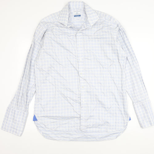 Haines & Bonner Men’s Blue Check Cotton Long Sleeve Button-Up Shirt 16.5 42in