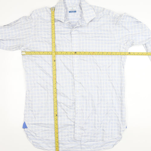 Haines & Bonner Men’s Blue Check Cotton Long Sleeve Button-Up Shirt 16.5 42in