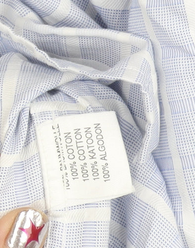 Haines & Bonner Men’s Blue Check Cotton Long Sleeve Button-Up Shirt 16.5 42in