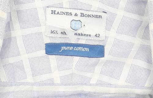 Haines & Bonner Men’s Blue Check Cotton Long Sleeve Button-Up Shirt 16.5 42in