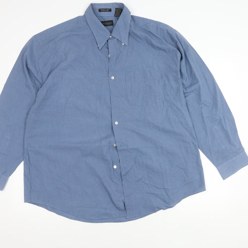 Van Heusen Men's Blue XL Button-Down Check Long Sleeve Shirt