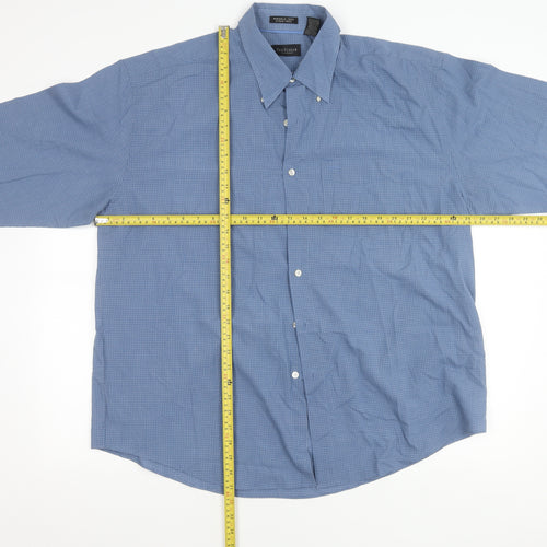 Van Heusen Men's Blue XL Button-Down Check Long Sleeve Shirt