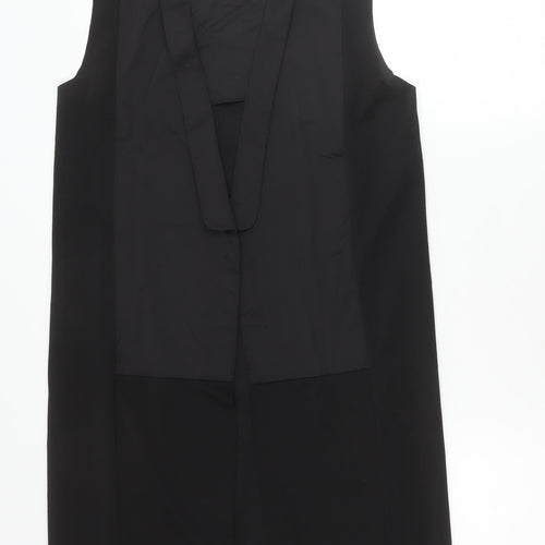 Zara Womens Black Waistcoat Size S Cotton Blend Sleeveless Longline