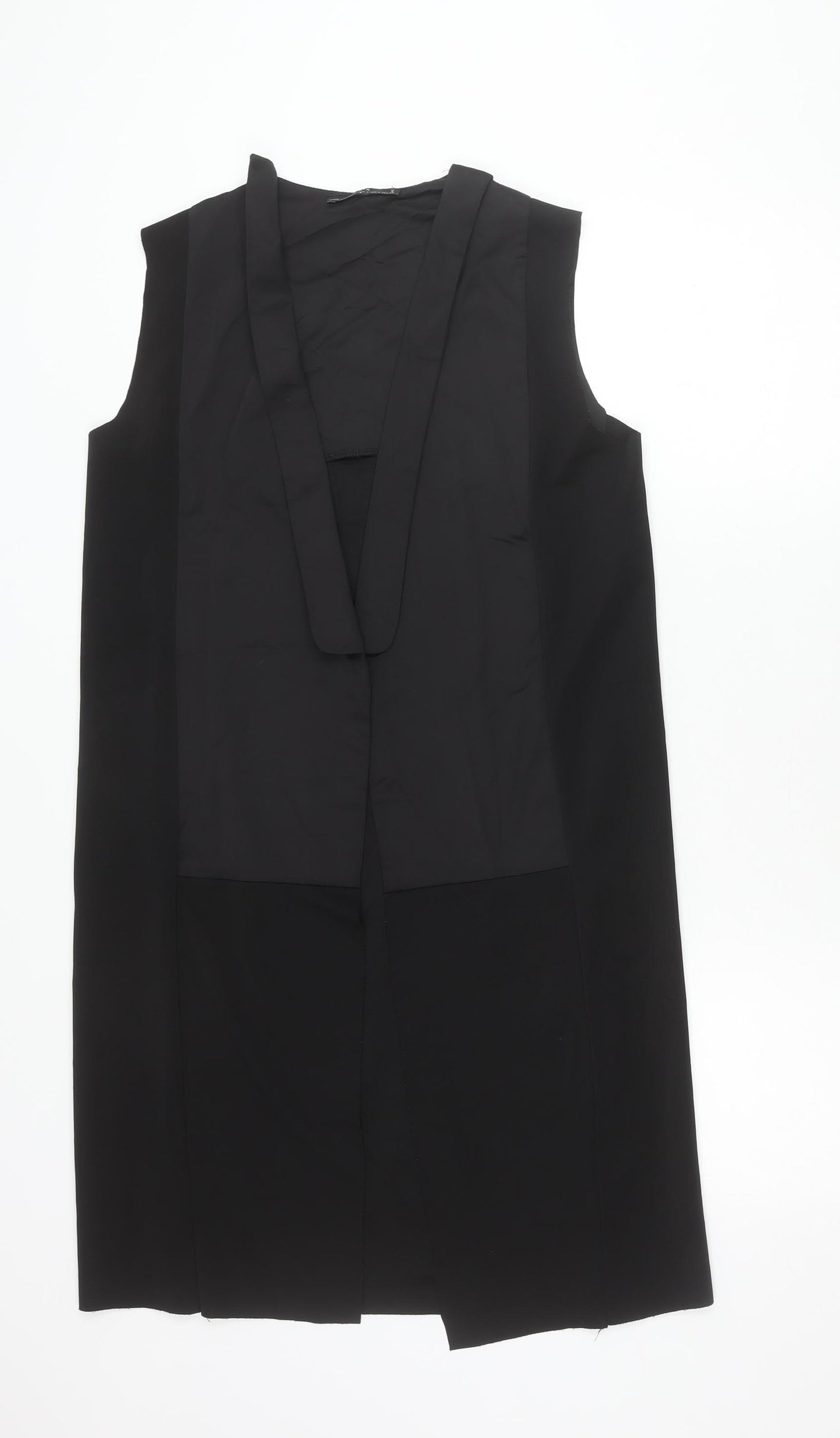 Zara Womens Black Waistcoat Size S Cotton Blend Sleeveless Longline