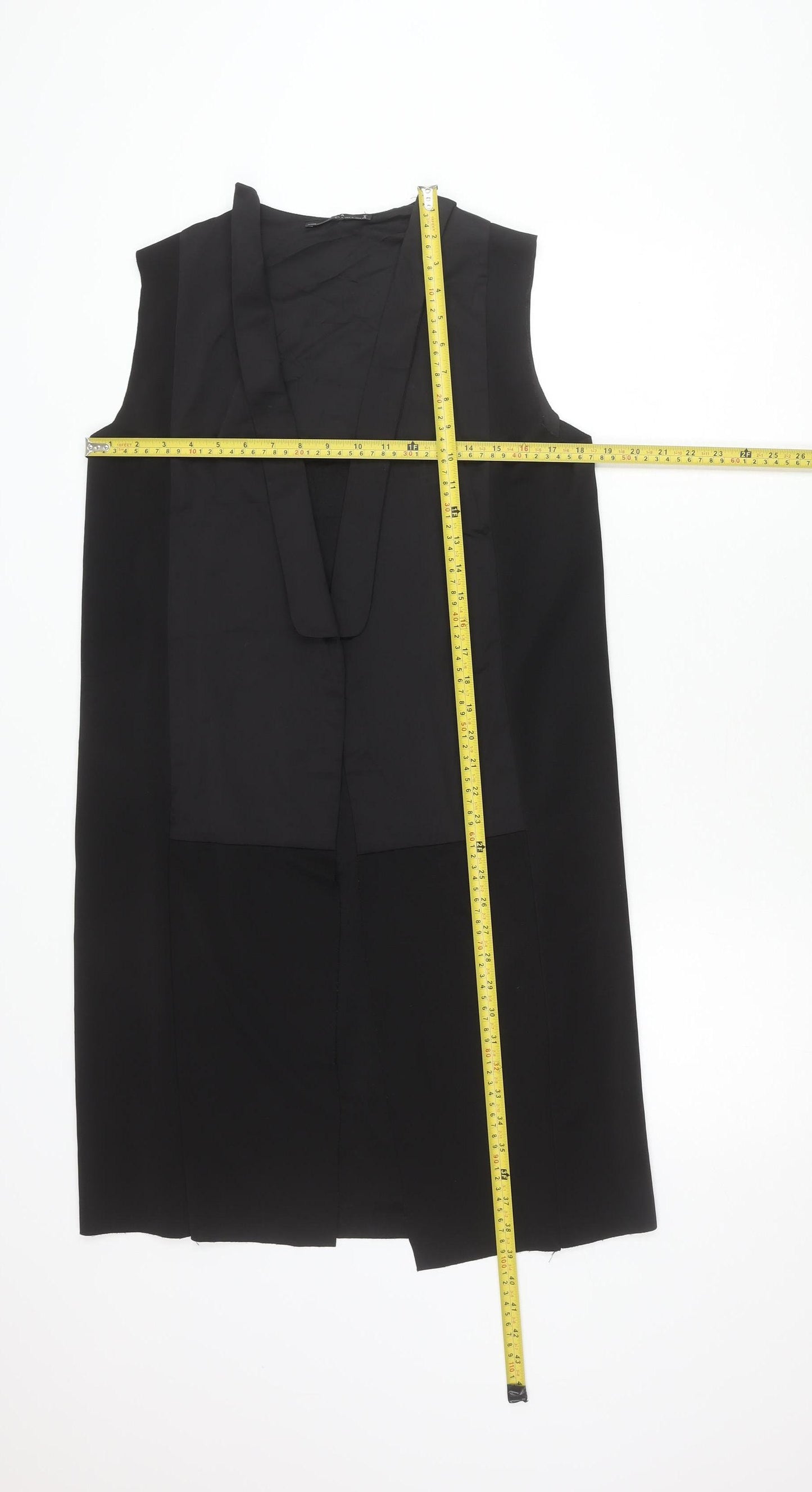 Zara Womens Black Waistcoat Size S Cotton Blend Sleeveless Longline