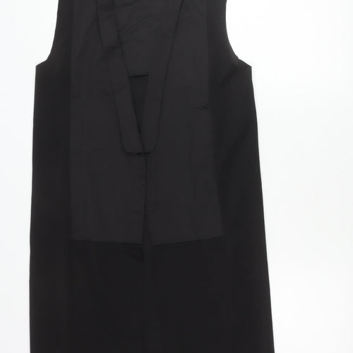 Zara Womens Black Waistcoat Size S Cotton Blend Sleeveless Longline
