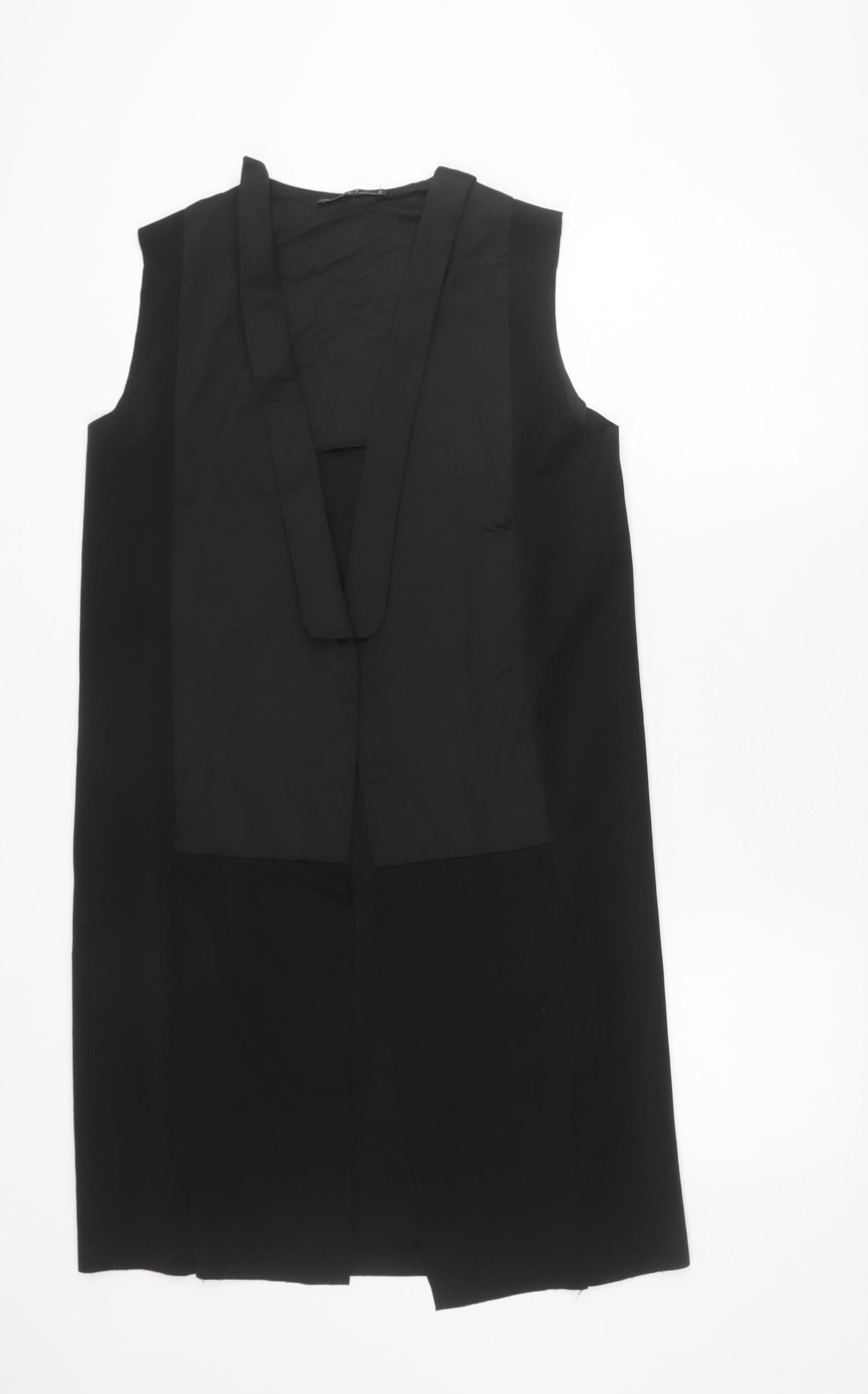 Zara Womens Black Waistcoat Size S Cotton Blend Sleeveless Longline