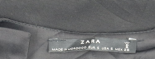 Zara Womens Black Waistcoat Size S Cotton Blend Sleeveless Longline
