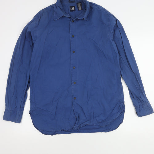 GAP Men’s Blue Cotton Blend Long Sleeve Button-Up Shirt Size M