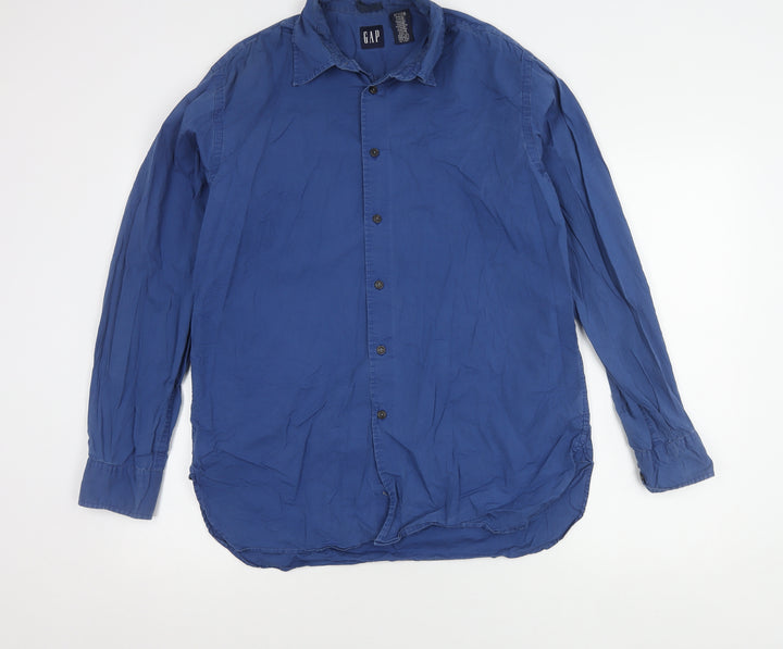 GAP Men’s Blue Cotton Blend Long Sleeve Button-Up Shirt Size M