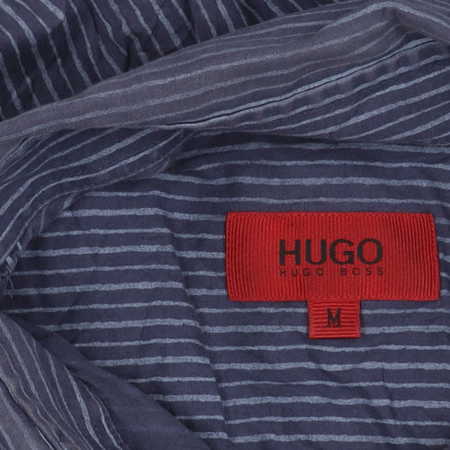 Hugo Boss Men’s Blue Striped Cotton Long Sleeve Button-Up Shirt M