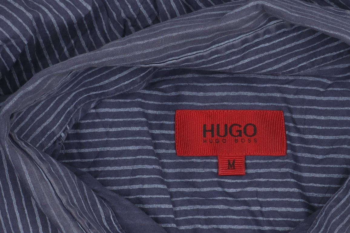 Hugo Boss Men’s Blue Striped Cotton Long Sleeve Button-Up Shirt M