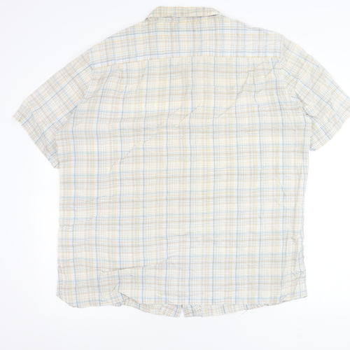 Marks and Spencer Men’s Beige Check XL Short Sleeve Button-Up Shirt 44-46 in