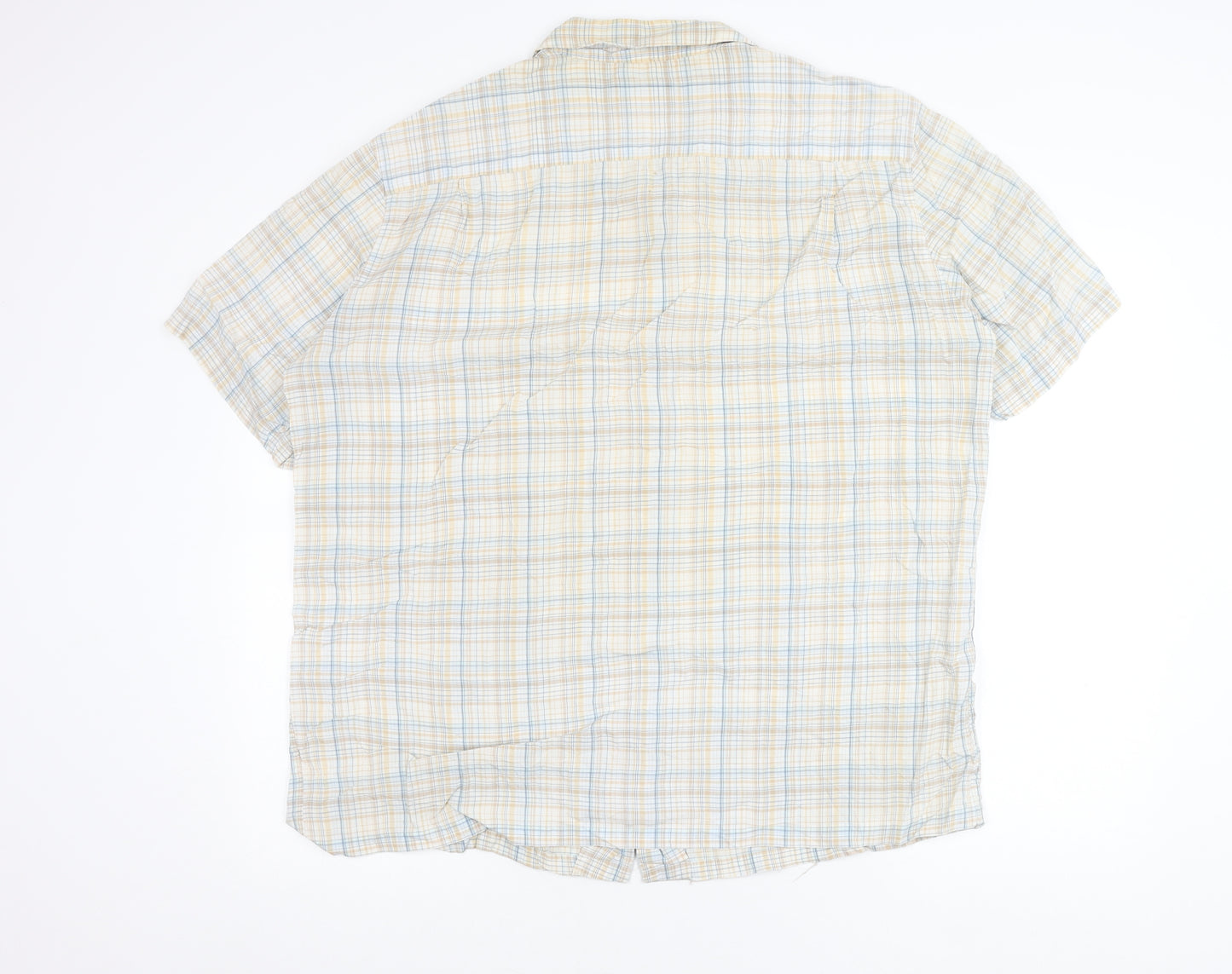 Marks and Spencer Men’s Beige Check XL Short Sleeve Button-Up Shirt 44-46 in
