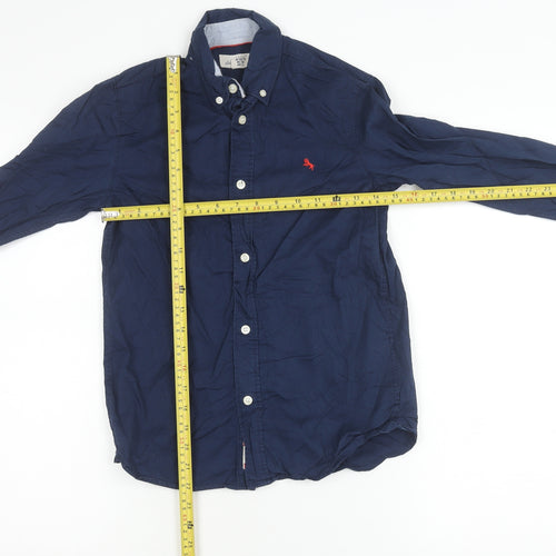 L.O.G.G Boys Blue 11 Years Button-Down Cotton Shirt Long Sleeve Casual