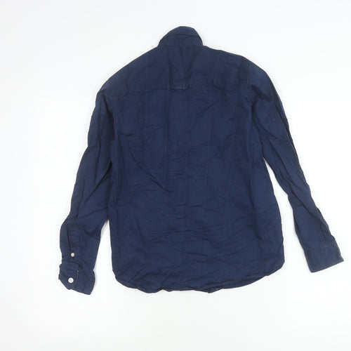 L.O.G.G Boys Blue 11 Years Button-Down Cotton Shirt Long Sleeve Casual