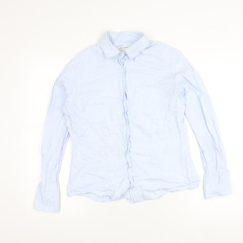 Austin Reed Womens Blue Cotton Button-Up Shirt Size 12 Long Sleeve