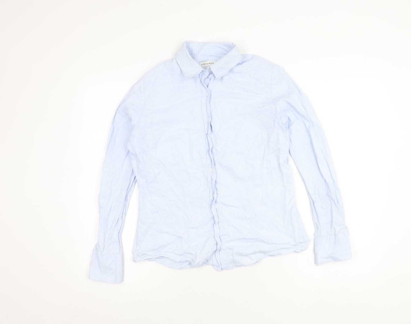 Austin Reed Womens Blue Cotton Button-Up Shirt Size 12 Long Sleeve