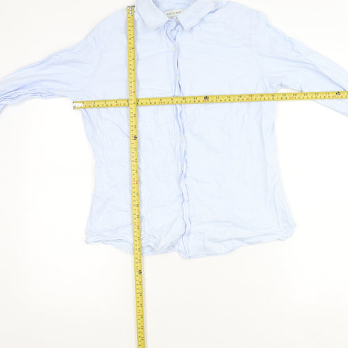 Austin Reed Womens Blue Cotton Button-Up Shirt Size 12 Long Sleeve