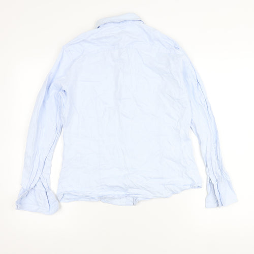 Austin Reed Womens Blue Cotton Button-Up Shirt Size 12 Long Sleeve