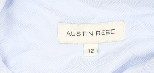 Austin Reed Womens Blue Cotton Button-Up Shirt Size 12 Long Sleeve