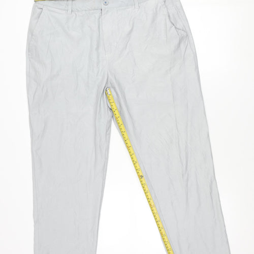 Adidas Men’s Grey Chino Trousers Size 36x34 Cotton Stretch
