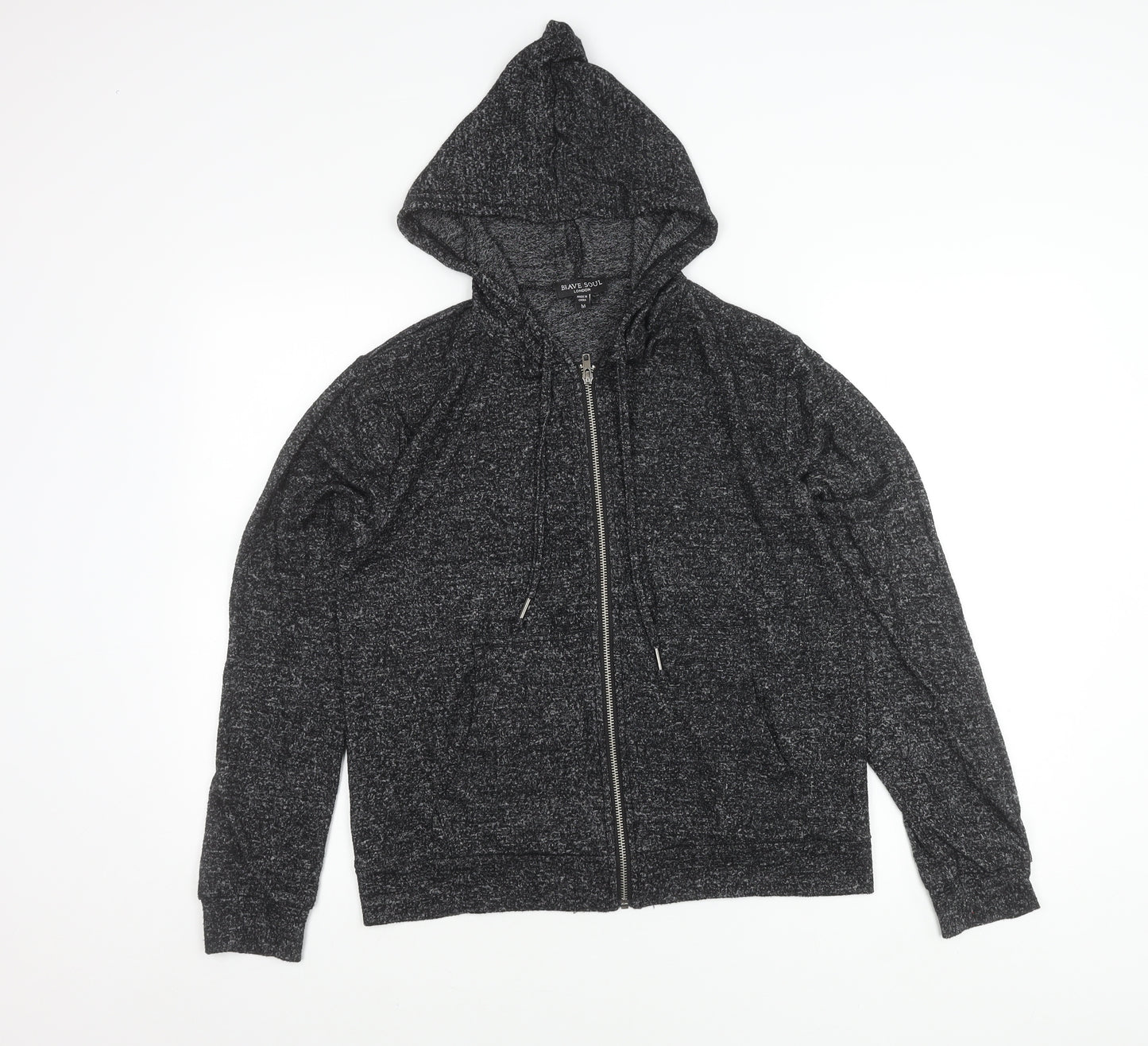 Brave Soul Women’s Black Hooded Zip Up Jacket Size M