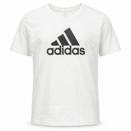 Adidas Boys White Cotton Logo T-Shirt Size 164 Short Sleeve Sports Tee