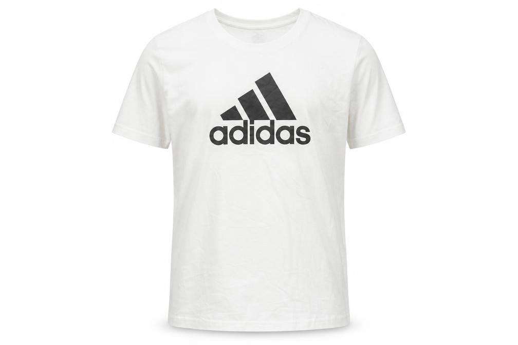Adidas Boys White Cotton Logo T-Shirt Size 164 Short Sleeve Sports Tee
