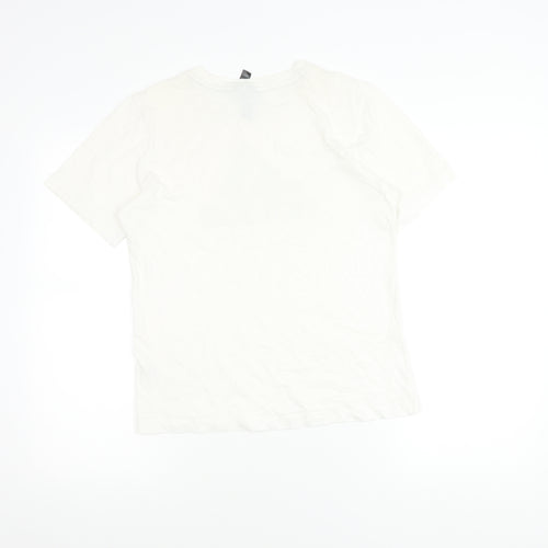 Adidas Boys White Cotton Logo T-Shirt Size 164 Short Sleeve Sports Tee