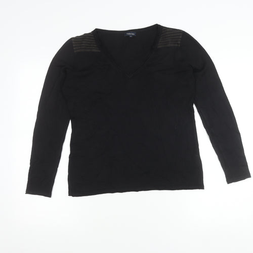 Fabrika Women’s Black Long Sleeve V-Neck Jersey Top Size S