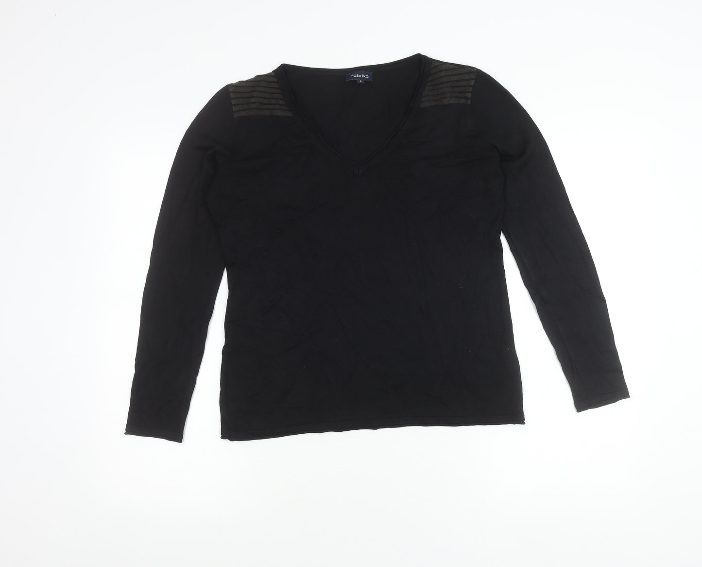 Fabrika Women’s Black Long Sleeve V-Neck Jersey Top Size S
