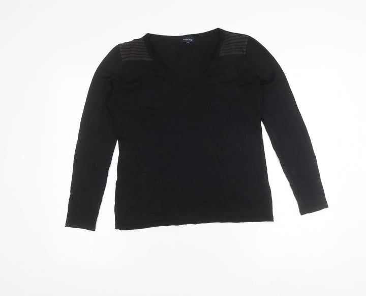 Fabrika Women’s Black Long Sleeve V-Neck Jersey Top Size S