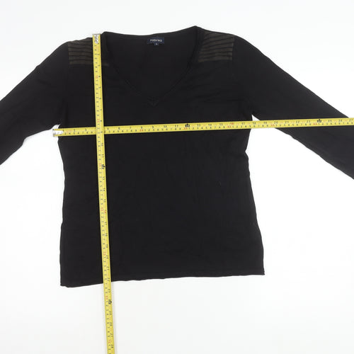 Fabrika Women’s Black Long Sleeve V-Neck Jersey Top Size S