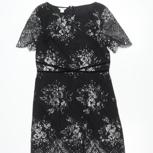 Monsoon Women’s Black Lace Floral Sheath Dress Size 12