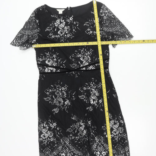 Monsoon Women’s Black Lace Floral Sheath Dress Size 12