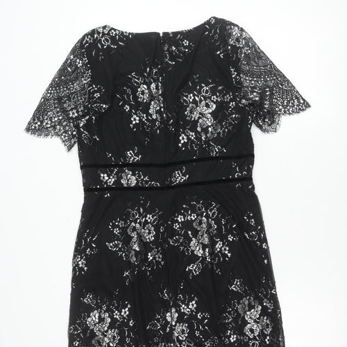 Monsoon Women’s Black Lace Floral Sheath Dress Size 12