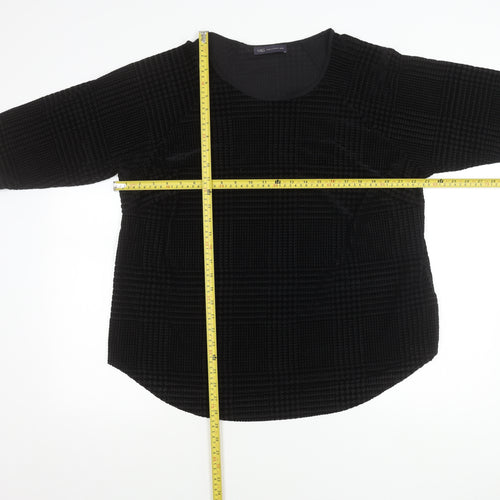 Marks and Spencer Women Black Size 22 Tunic Velvet Check Blouse
