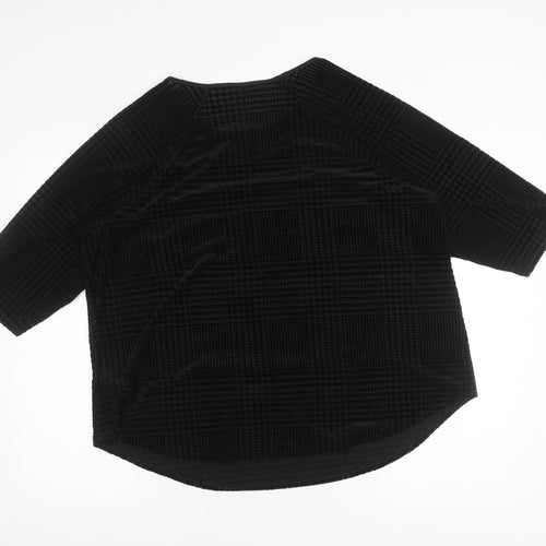 Marks and Spencer Women Black Size 22 Tunic Velvet Check Blouse