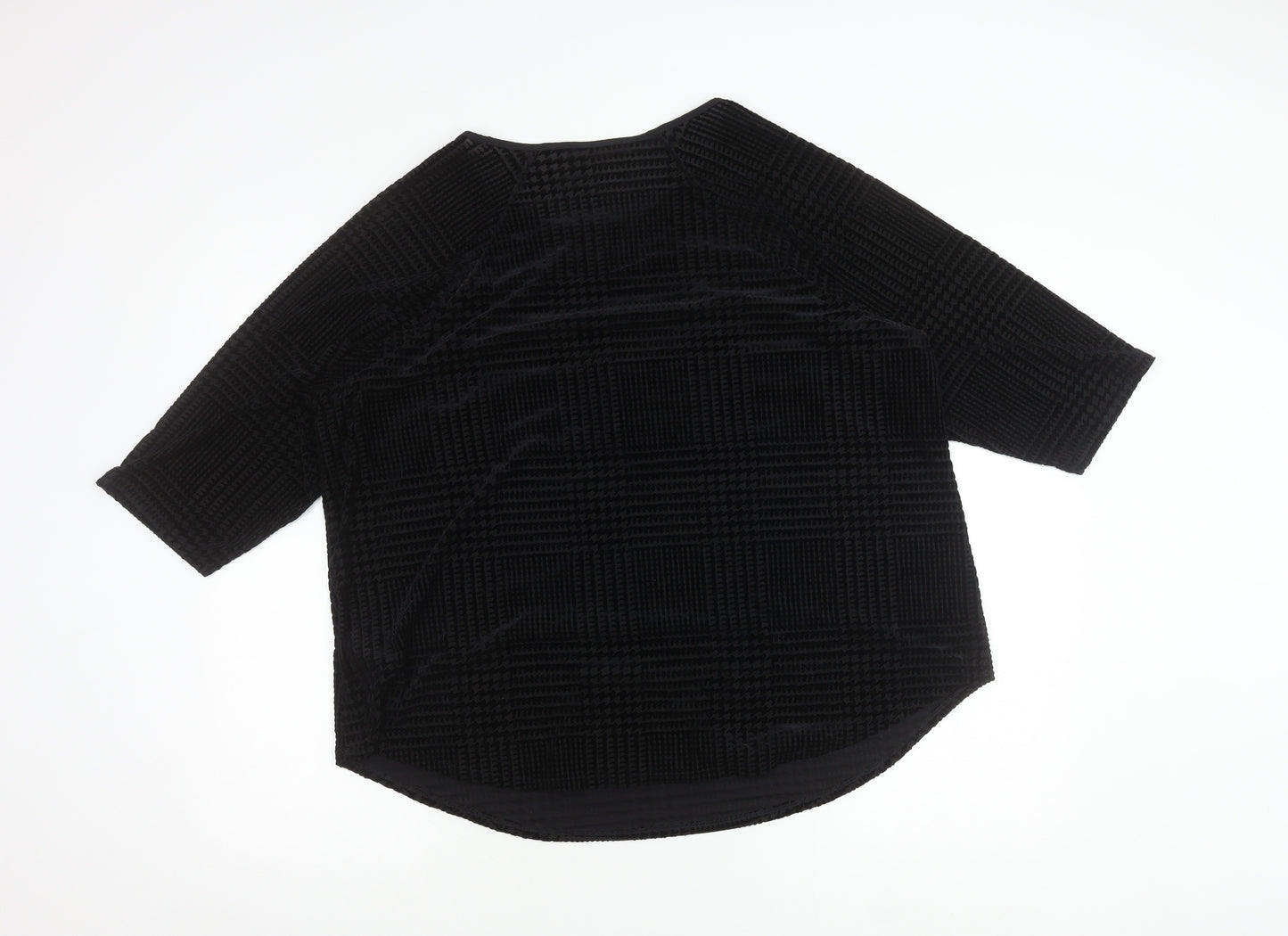 Marks and Spencer Women Black Size 22 Tunic Velvet Check Blouse