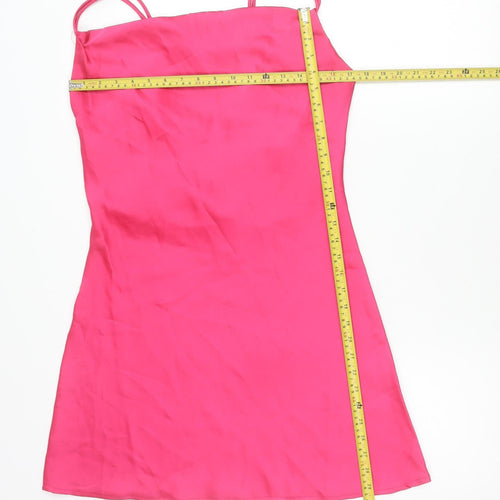 Boohoo Women’s Pink Slip Dress UK 12 Sleeveless Scoop Neck Short