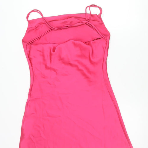 Boohoo Women’s Pink Slip Dress UK 12 Sleeveless Scoop Neck Short