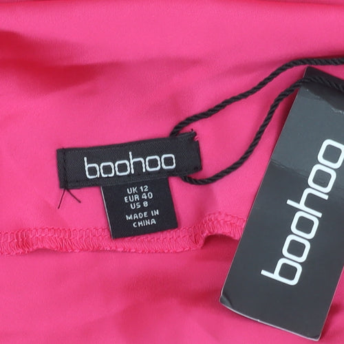 Boohoo Women’s Pink Slip Dress UK 12 Sleeveless Scoop Neck Short