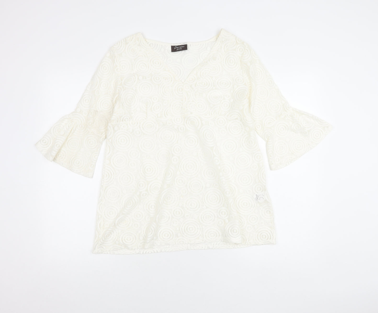 Principles Women Ivory Petite Size 16 Lace Tunic Blouse V-Neck