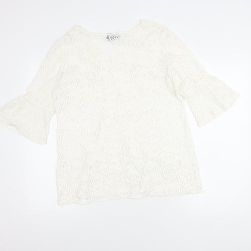 Principles Women Ivory Petite Size 16 Lace Tunic Blouse V-Neck